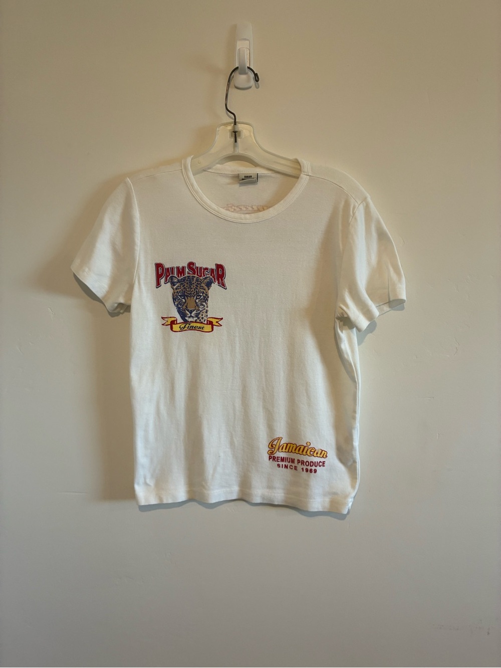 Urban outfitters woman’s size large palm Sugar White Graphic tee